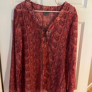 SW3 Bespoke Red and Pink Snake Print Blouse